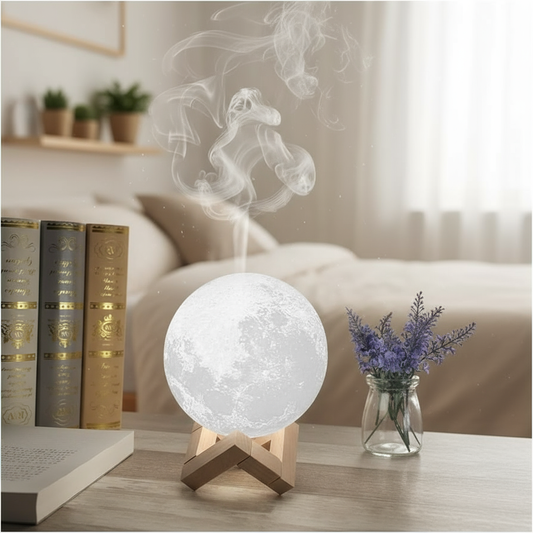 Humidificador de luna con fondo cálido